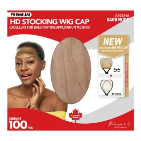 100 Premium HD Stocking Wig Caps #92616 Dark Nude