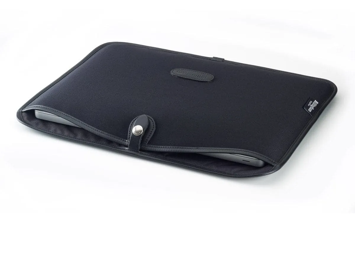 15" Laptop Slip - Black Canvas / Black Leather