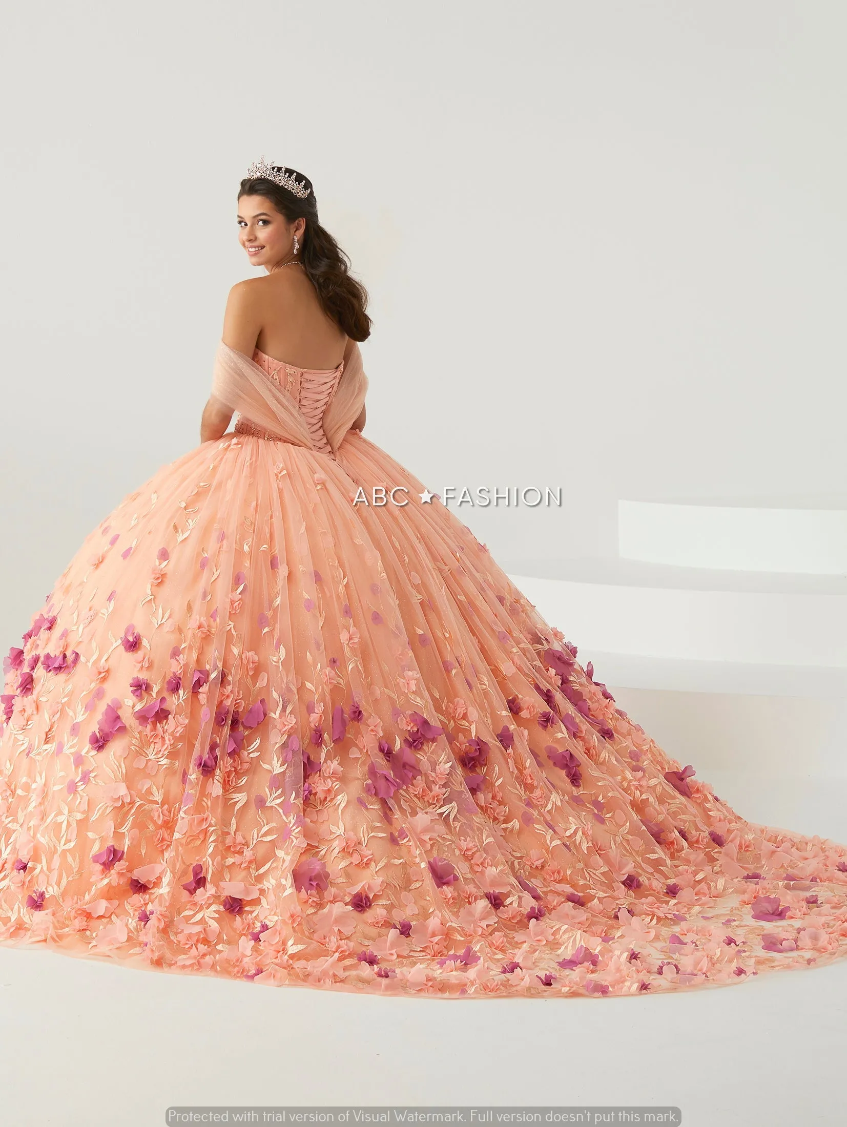 3D Floral Quinceanera Dress by House of Wu 26013