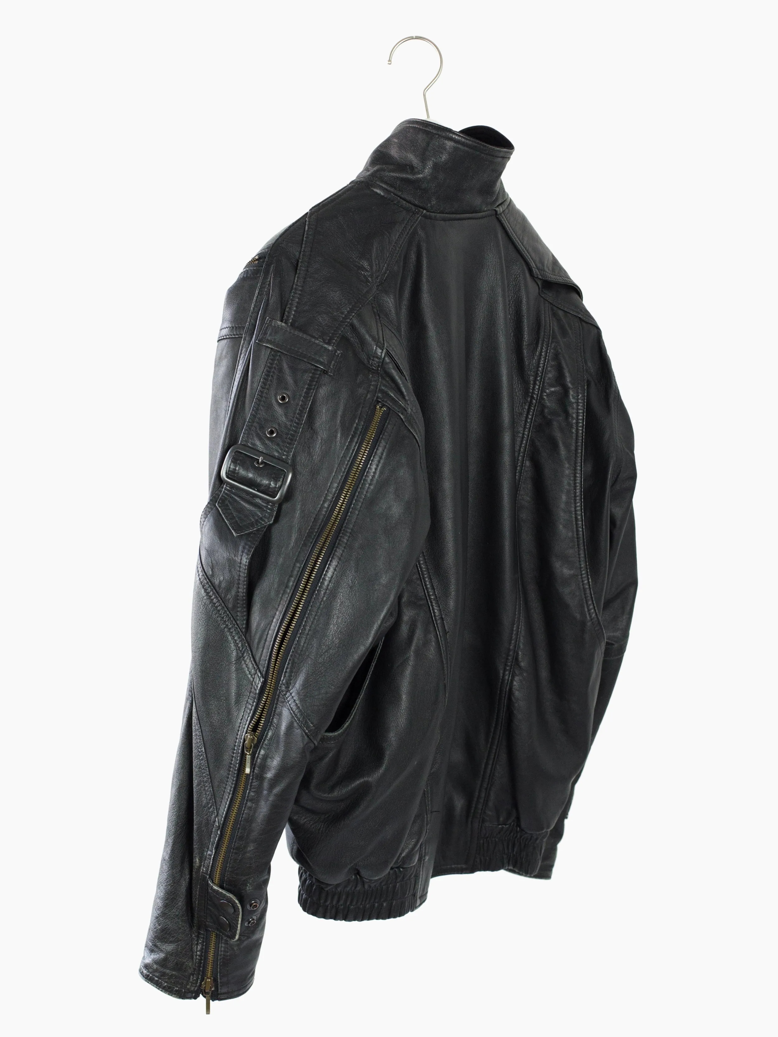 Arrston Volaju by Kohshin Satoh 80s Shoulder Strap Armzip Leather Jacket