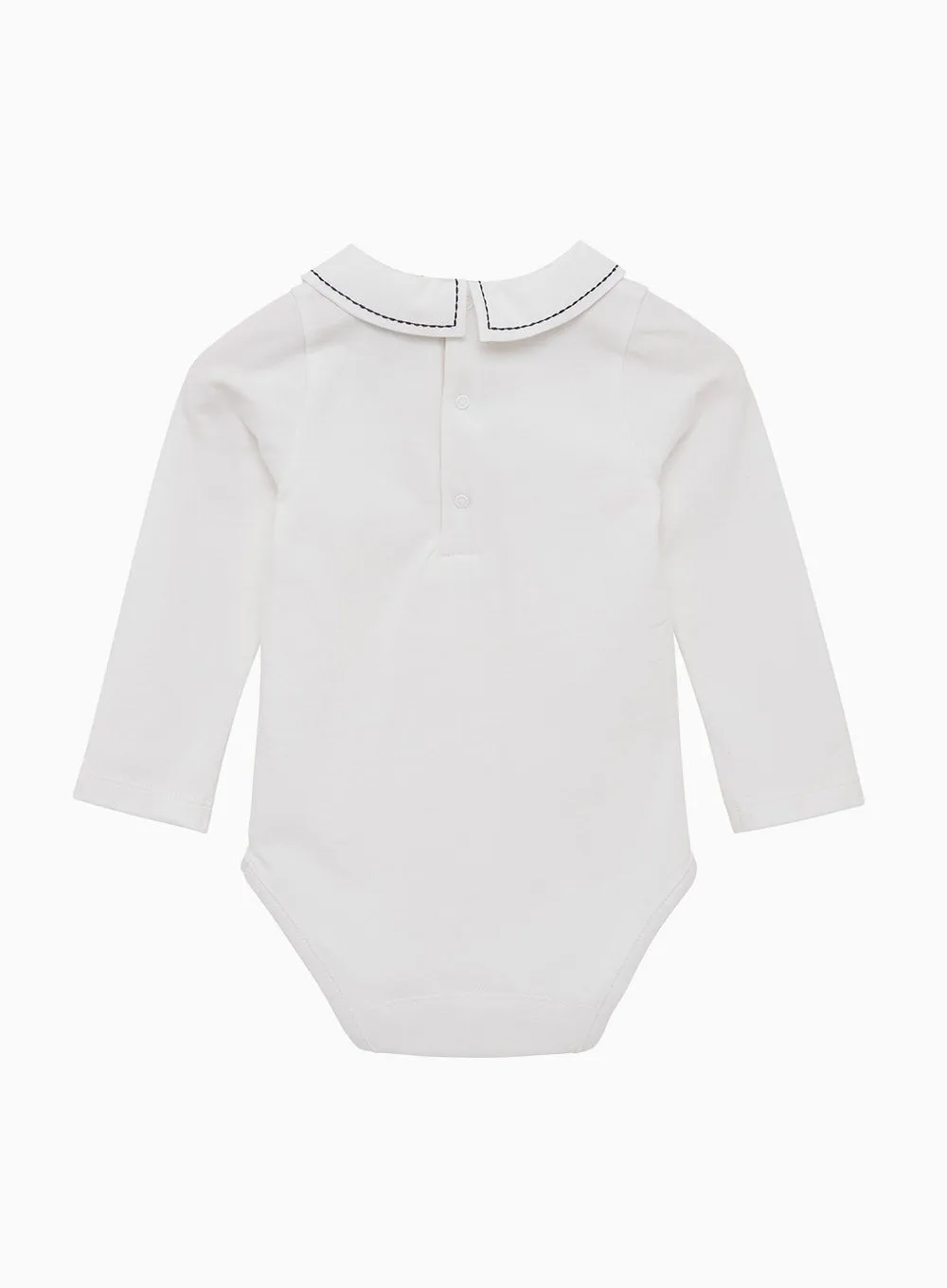 Baby Long Sleeved Monty Stitched Body in White/Navy