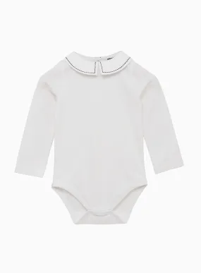 Baby Long Sleeved Monty Stitched Body in White/Navy