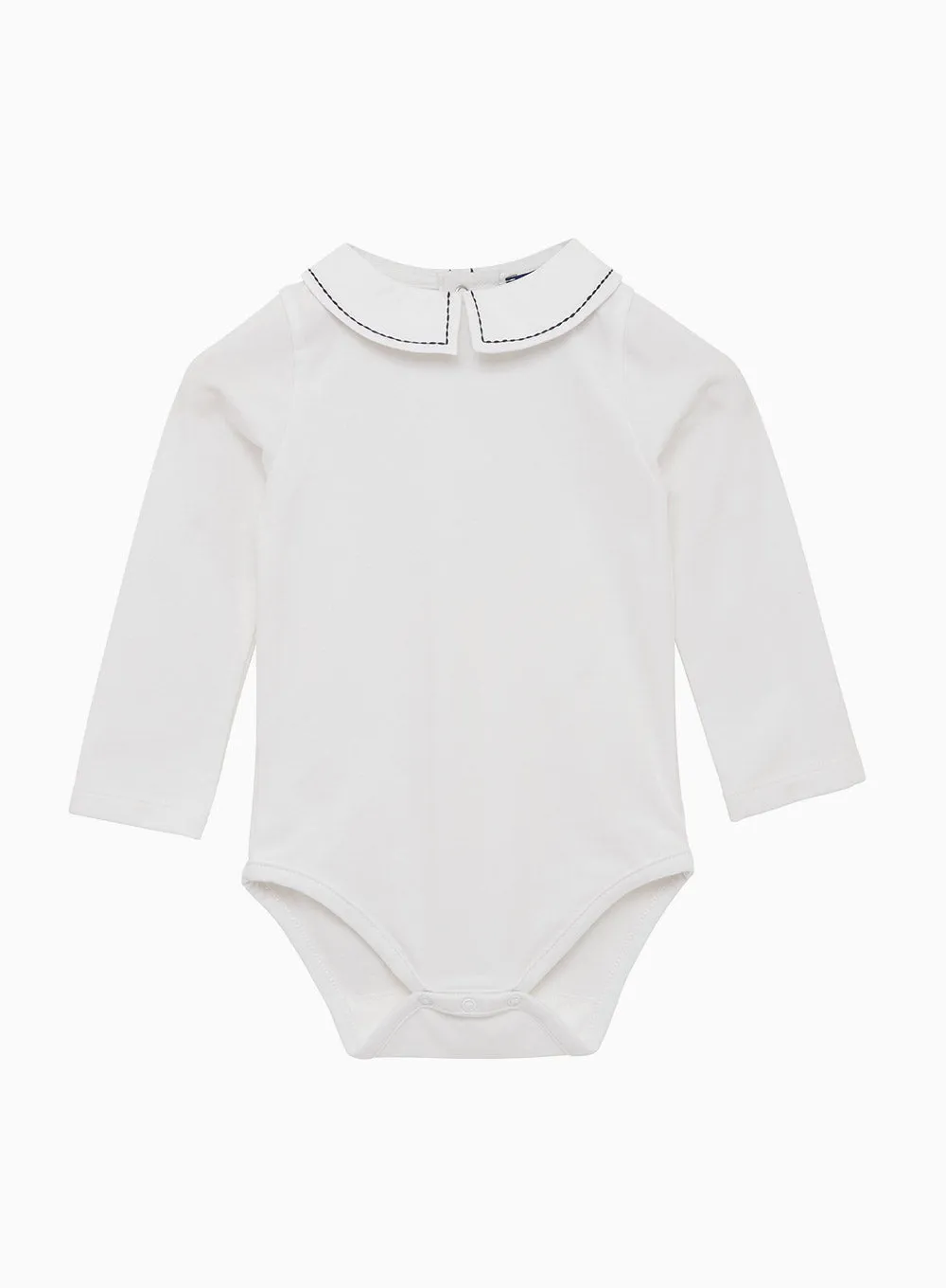 Baby Long Sleeved Monty Stitched Body in White/Navy