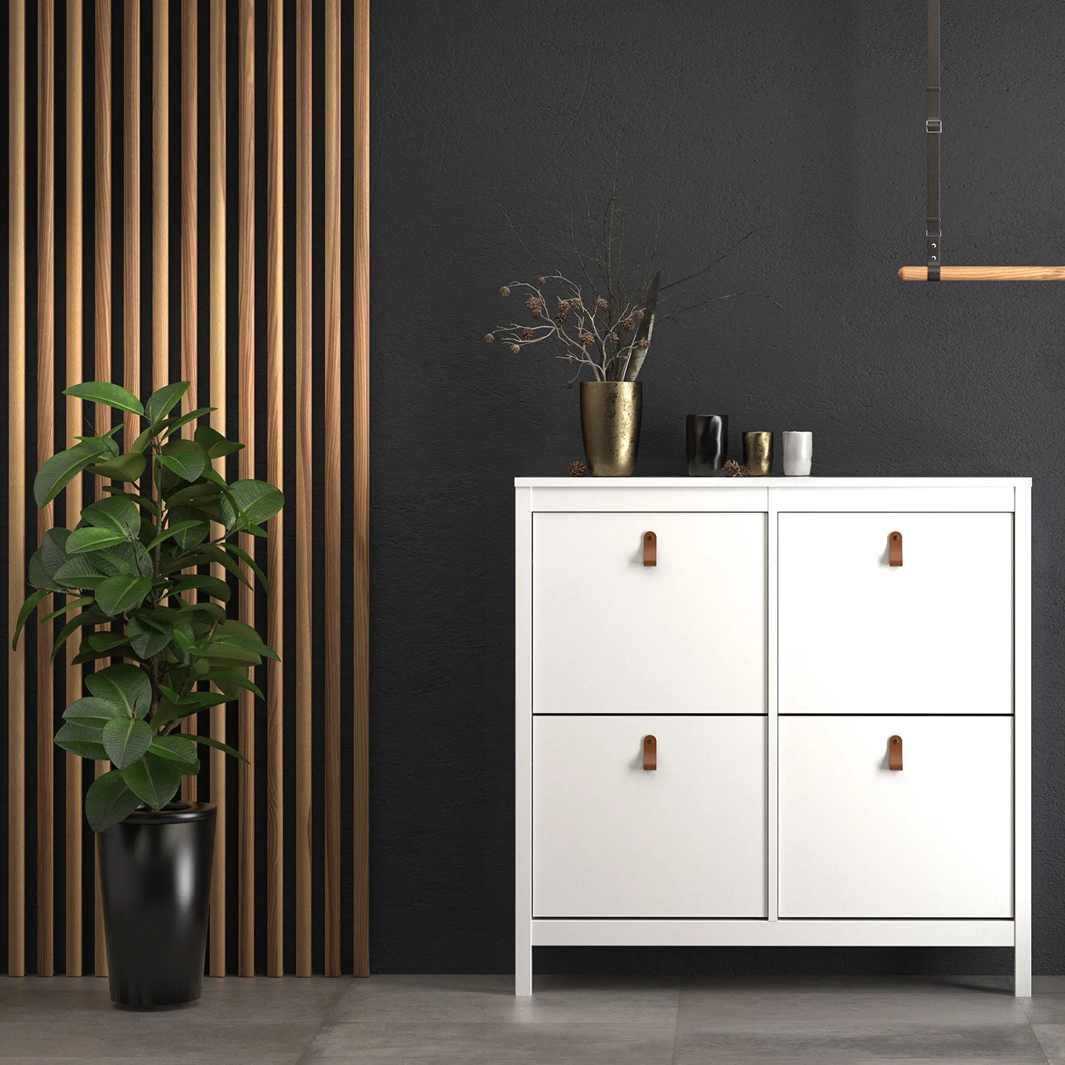 Barcelona White 4 Tilting Doors Shoe Cabinet