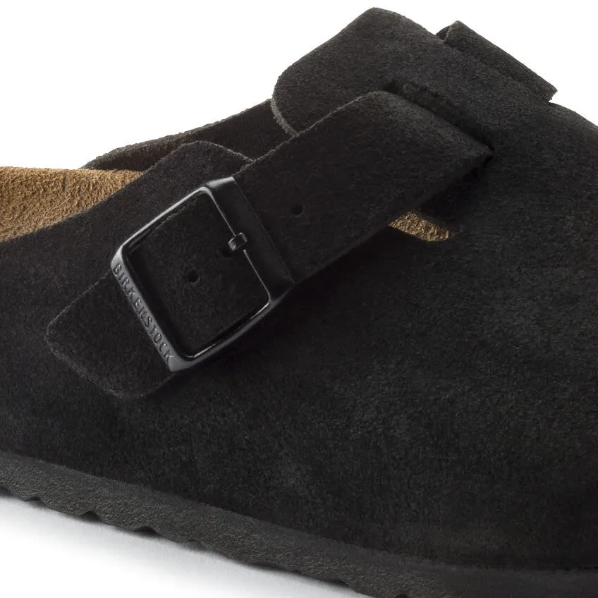 Birkenstock Boston, Regular Fit, Soft Footbed, Suede Leather, Black