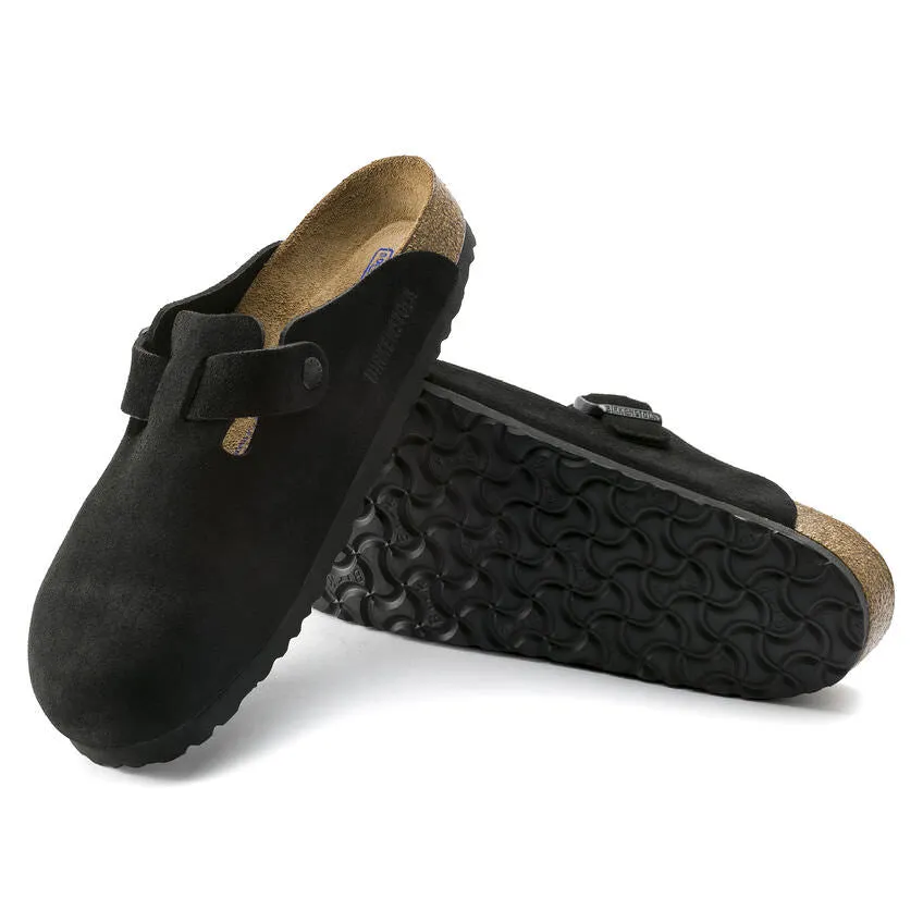 Birkenstock Boston, Regular Fit, Soft Footbed, Suede Leather, Black