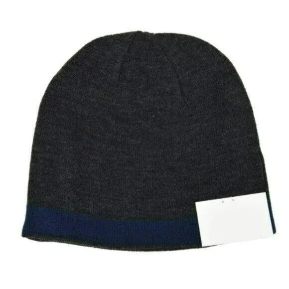 CALVIN KLEIN Men's Reversible Navy / Dark Gray Logo Beanie Winter Hat