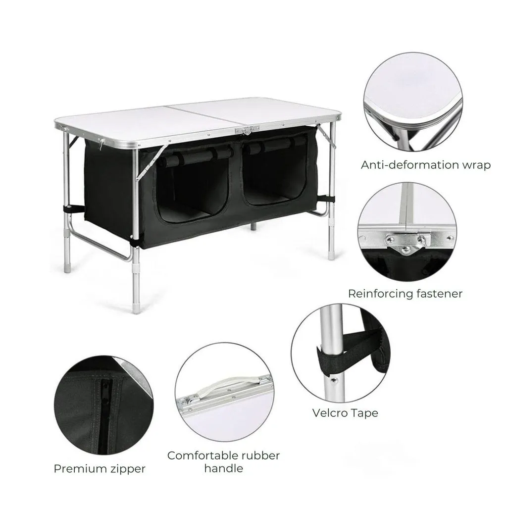 Camping Table 120cm Black With Grey Storage Bag