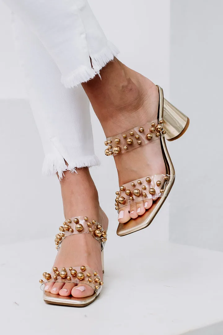 Capri Embellished Heels | Gold