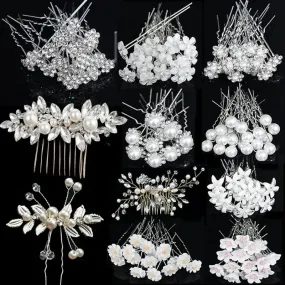 Crystal Pearl Hairpin Hair Vine Tiaras Head Piece Hair Comb Headband Hairpins Hairbands Accessories Wedding Bridal Hair Jewelry