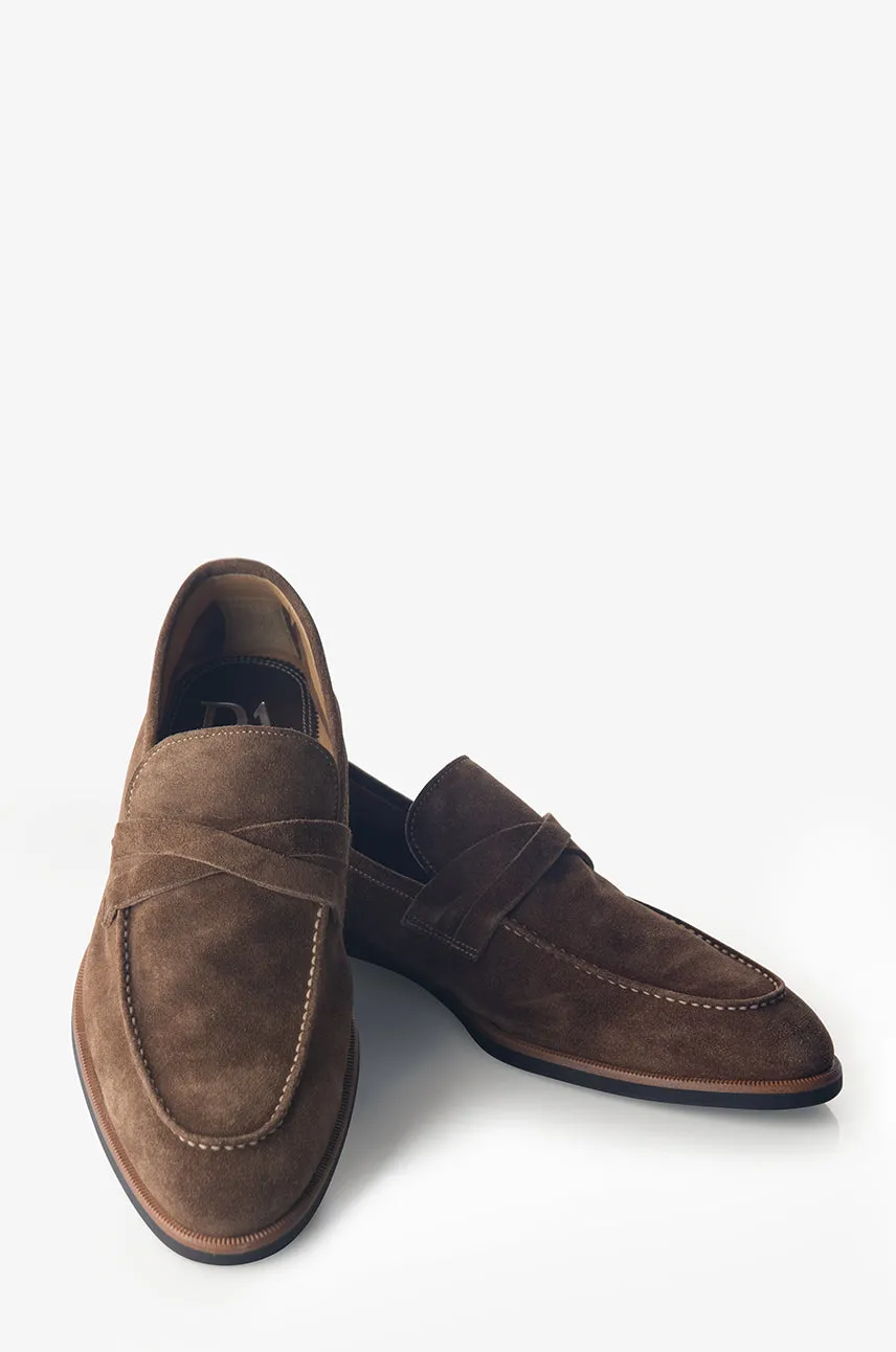 David August Suede Penny Loafer in Farro