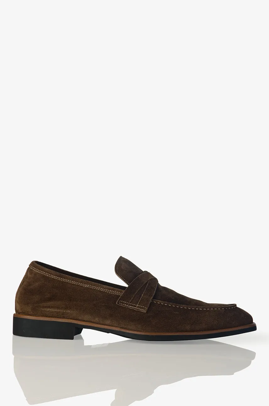 David August Suede Penny Loafer in Farro