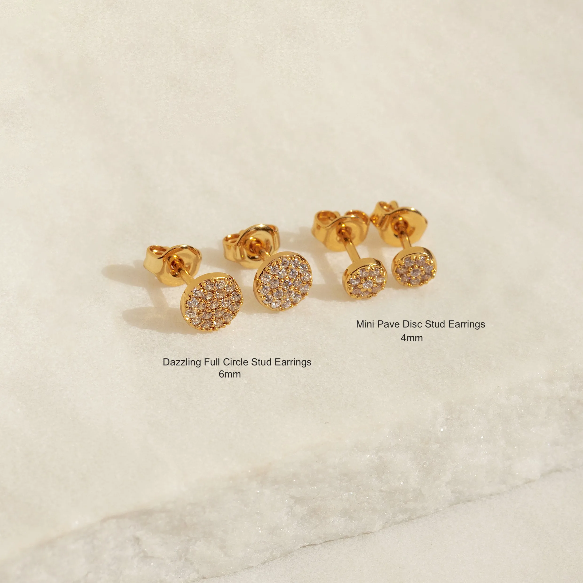 Dazzling Full Circle Stud Earrings 6mm