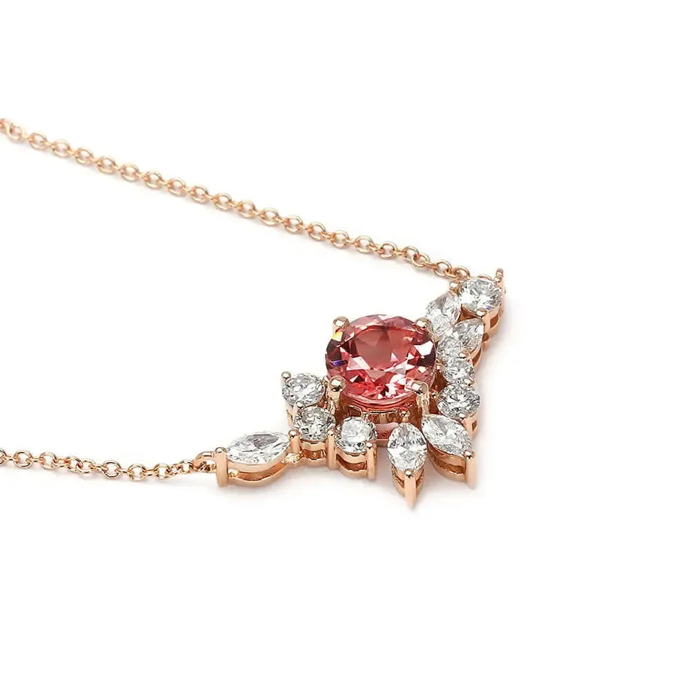 Delilah Lab Grown Pink Sapphire and Lab Grown Diamonds Si Dian Jin in 18K Gold