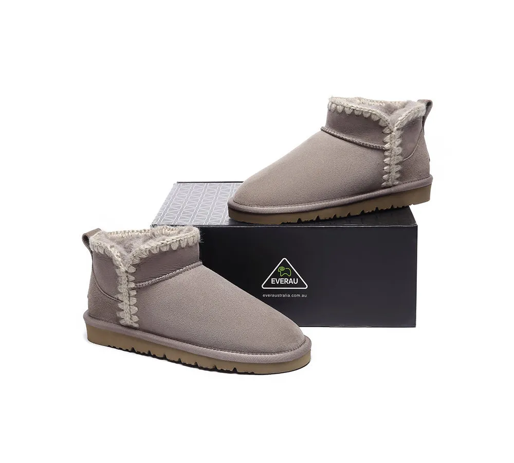 EVERAU® UGG Boots Women Sheepskin Wool Ankle Mini Brooklyn