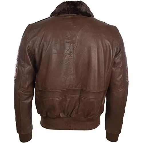 Genuine Leather Aviator Bomber Jacket For Men