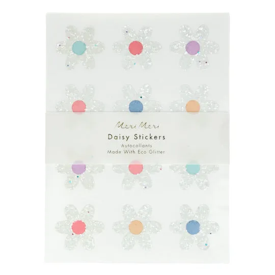 Glitter Daisy Stickers (x 8 sheets)