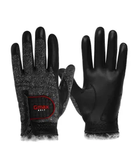 Gmax Sheep Skin Winter Golf Gloves For Men (Both Hands) - Black