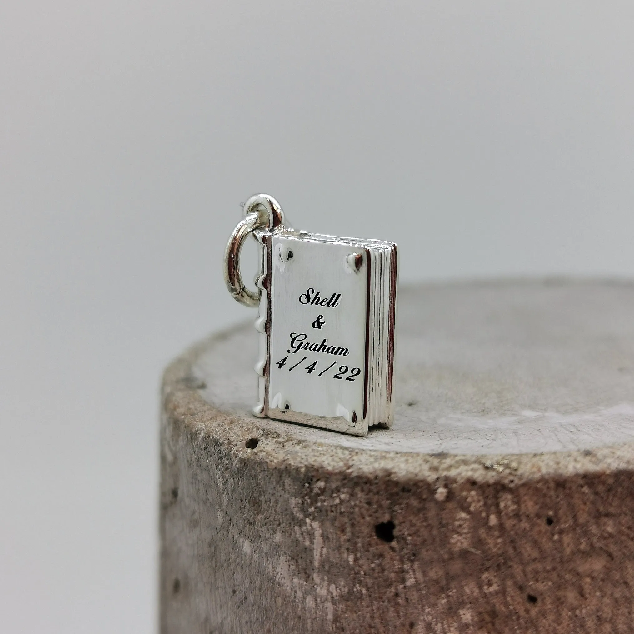 Hardback Book Personalised Silver Charm