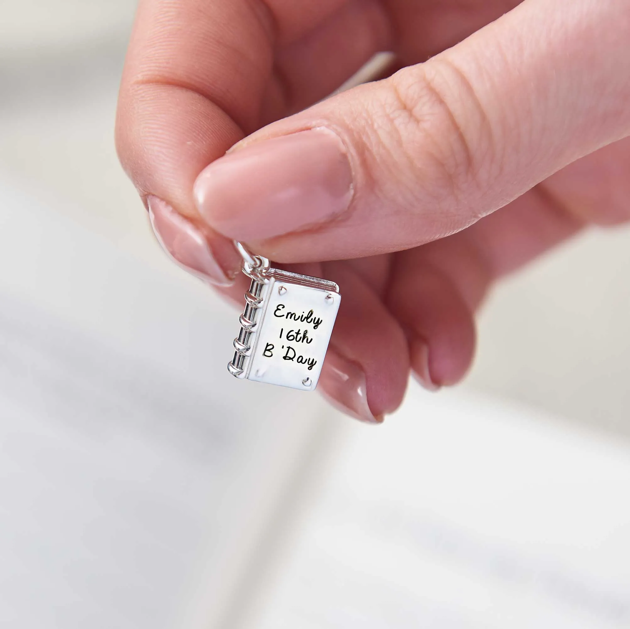 Hardback Book Personalised Silver Charm