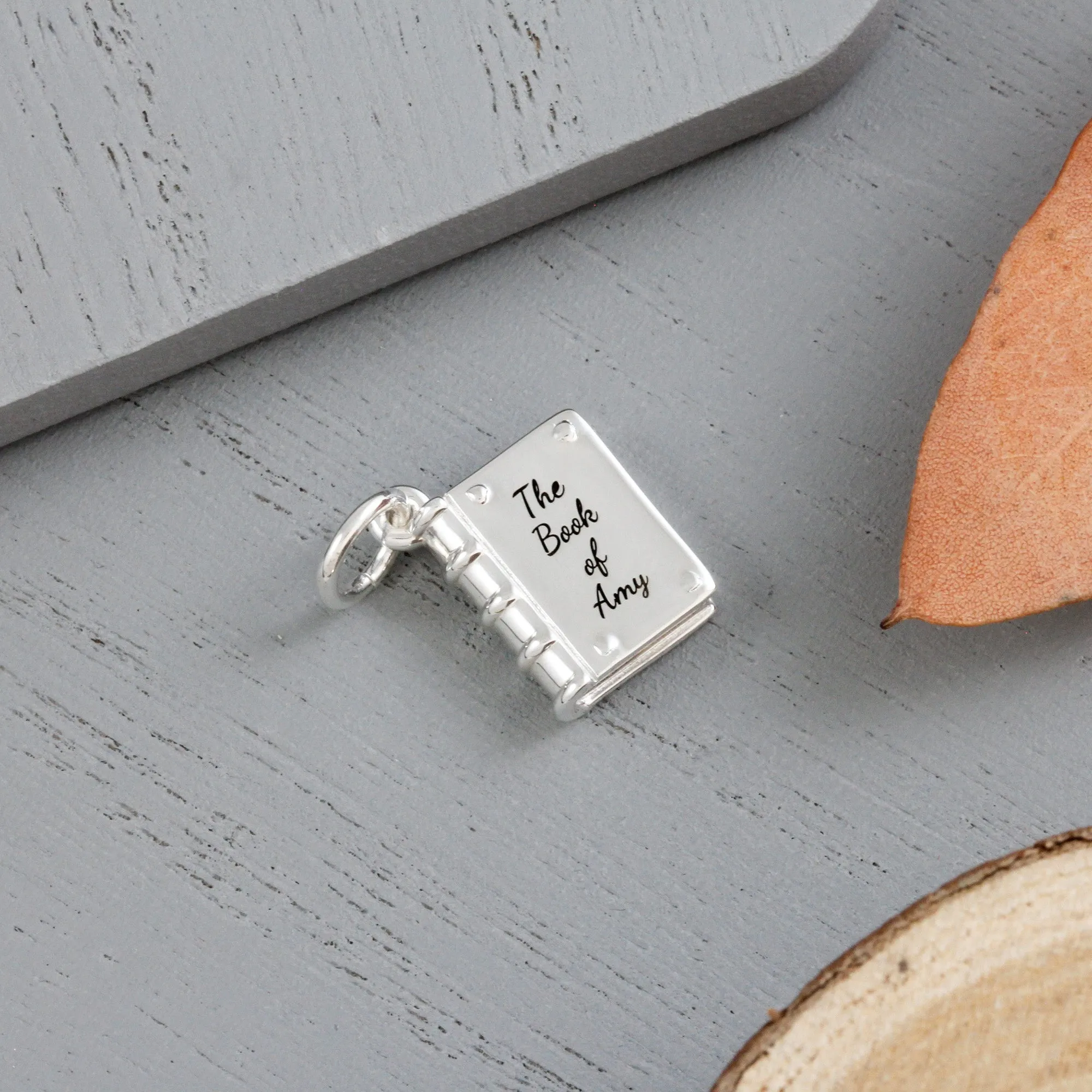 Hardback Book Personalised Silver Charm