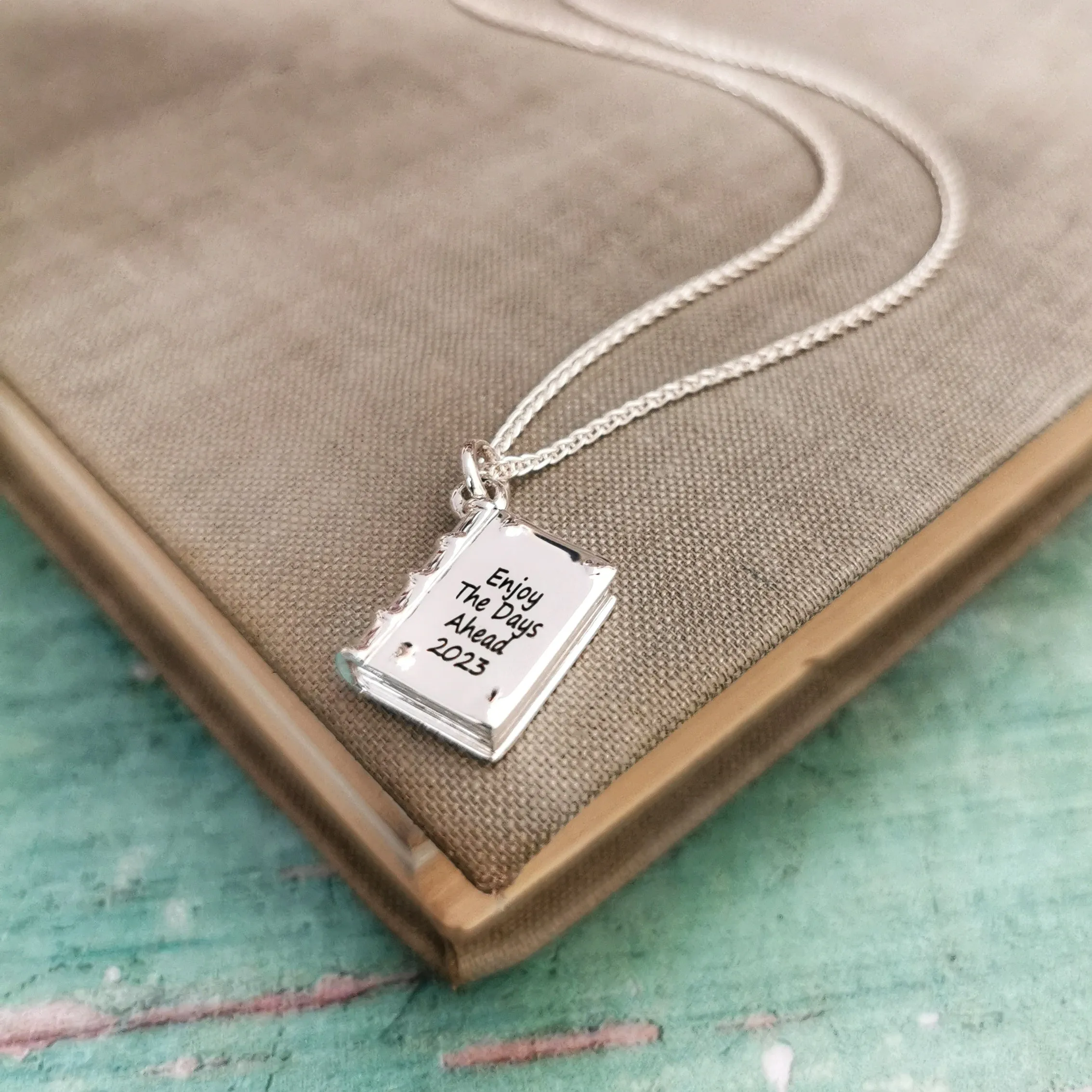 Hardback Book Personalised Silver Charm