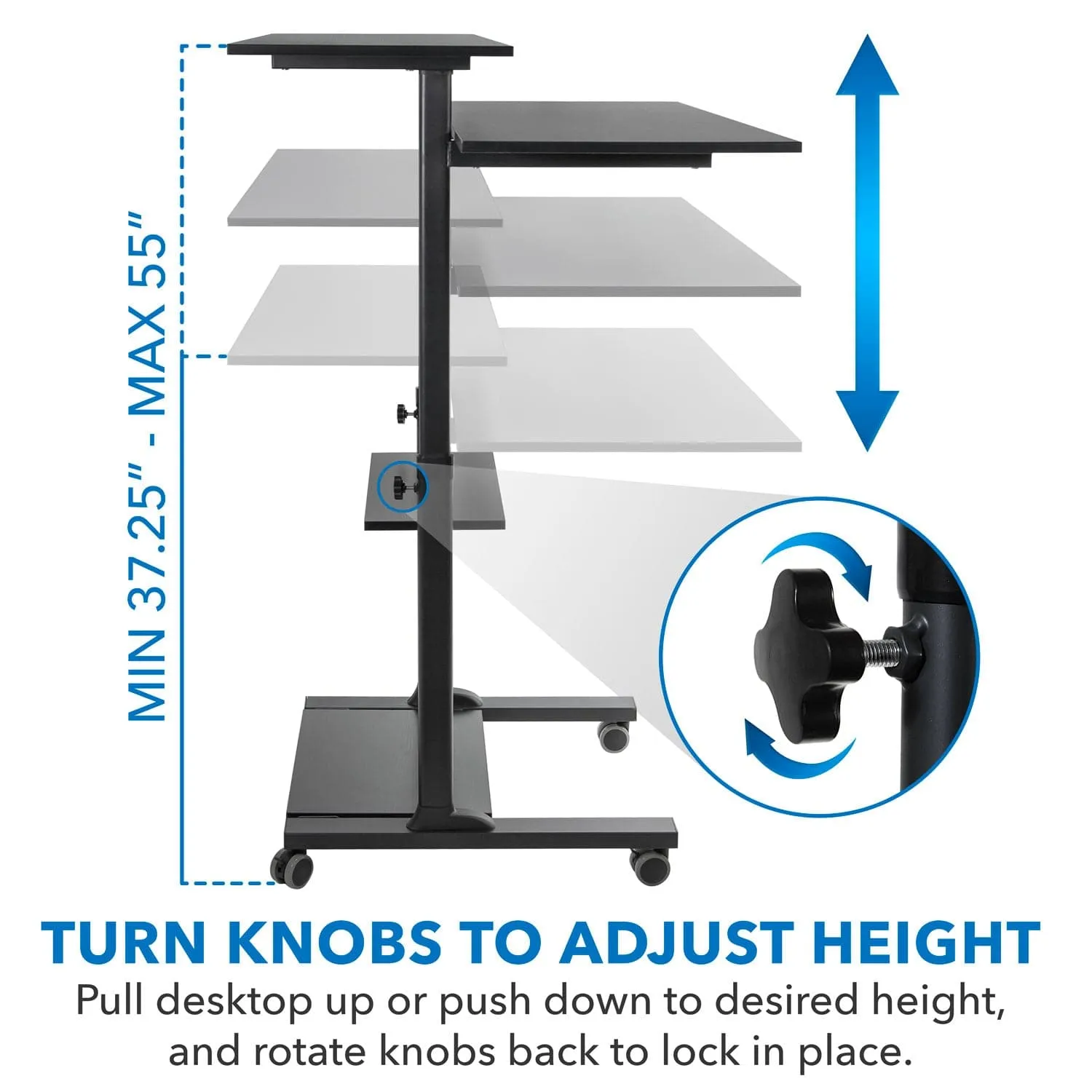 Height Adjustable Rolling Stand up Desk