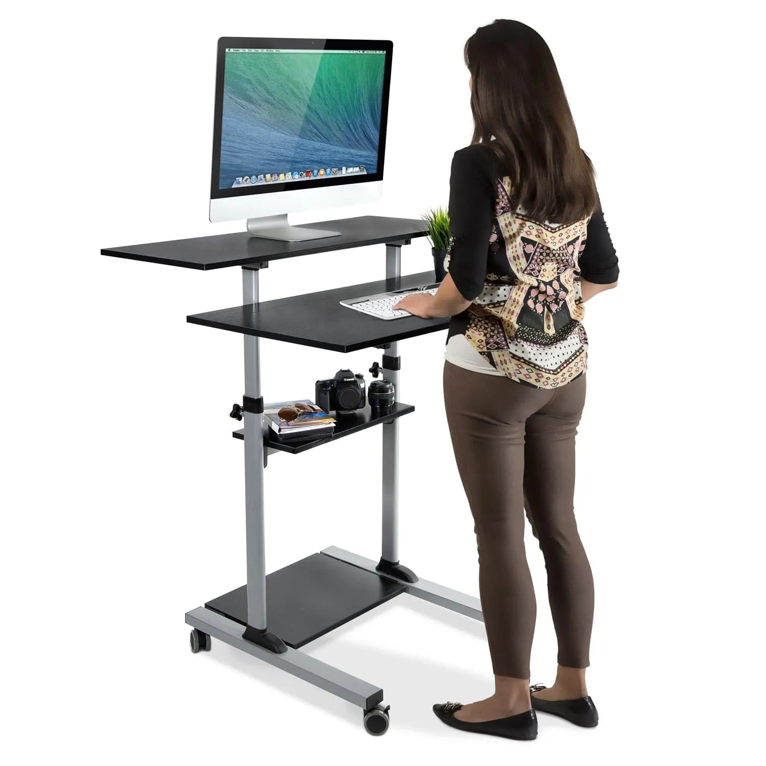 Height Adjustable Rolling Stand up Desk