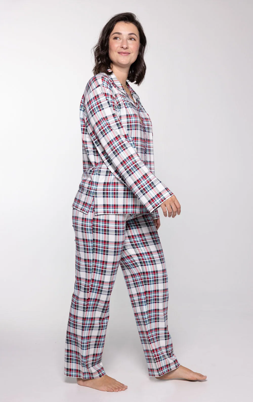 Hibernation Plaid Women's Button-Front Pajamas - Pet & Owner