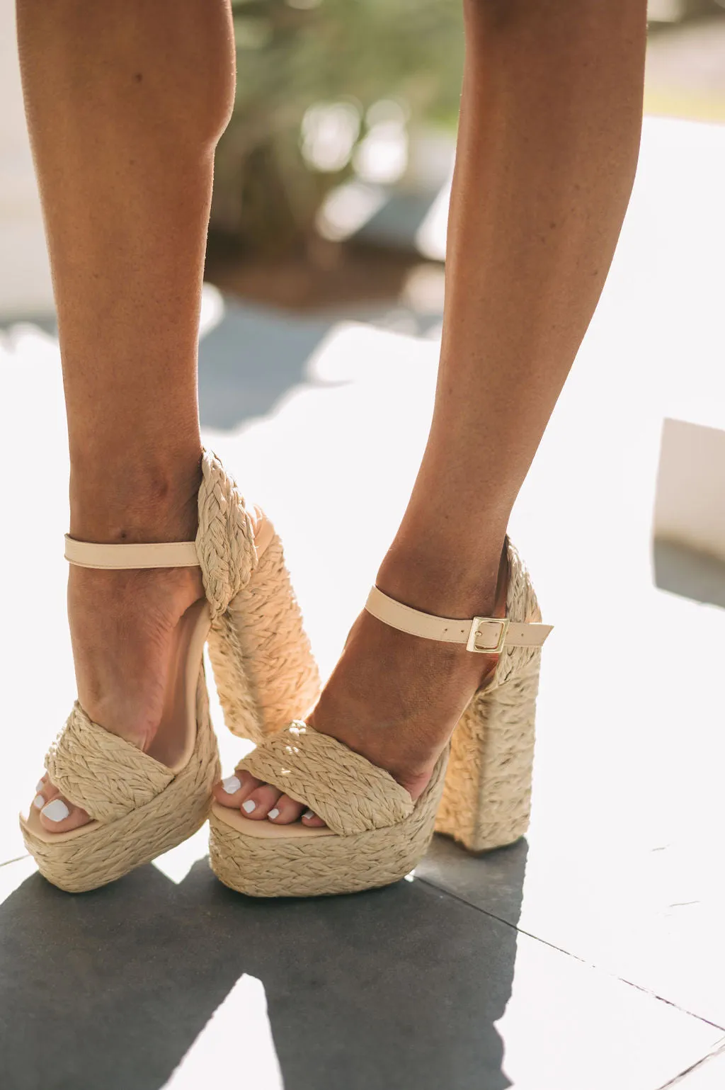 Hilton Raffia Heels- Beige