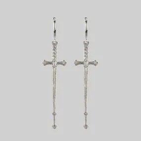 MERCY. Sword Hoop Earrings - Silver