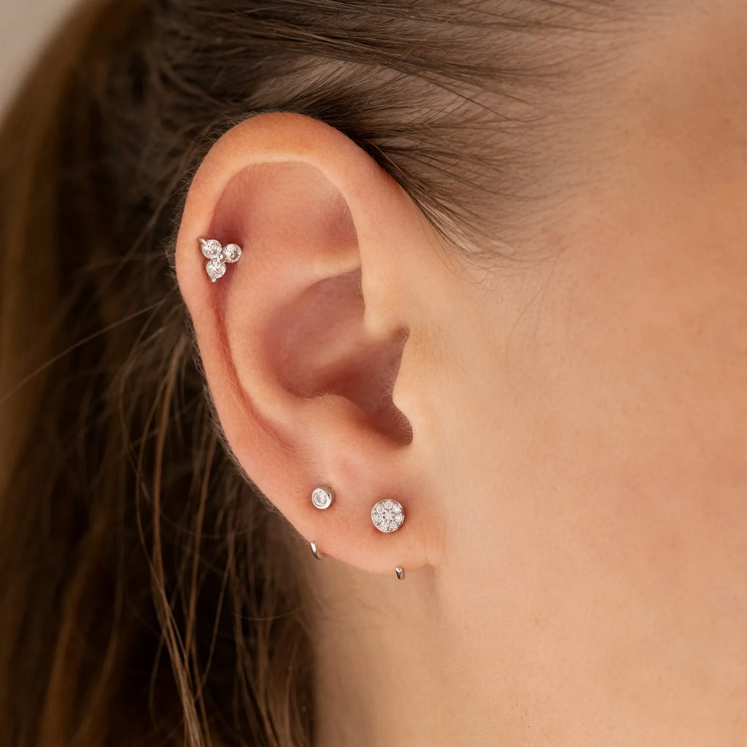 Mini Pave Disc Huggie Earrings