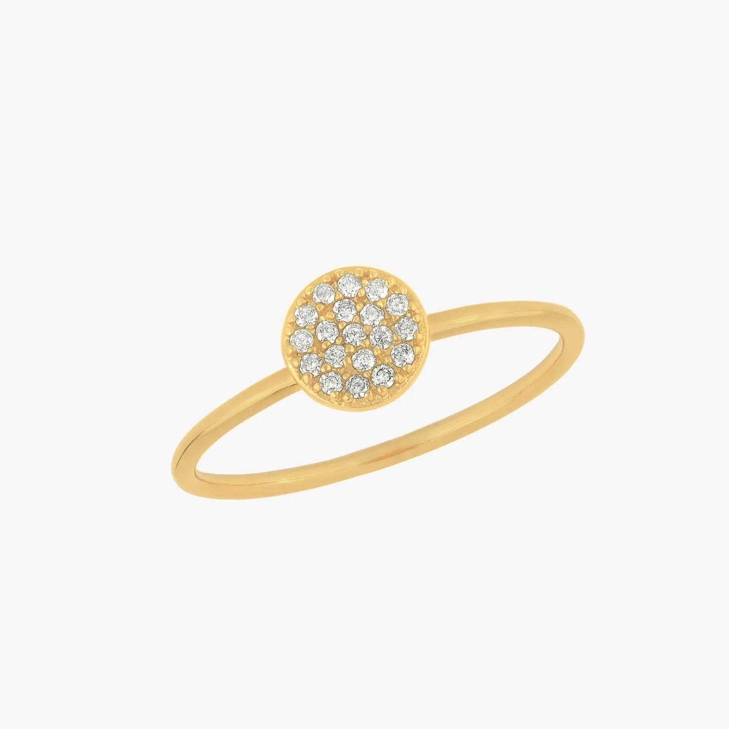 Mini Pave Disc Ring Gold