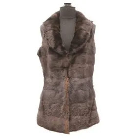 Mink Fur Vest w/ Knit Back - Brown