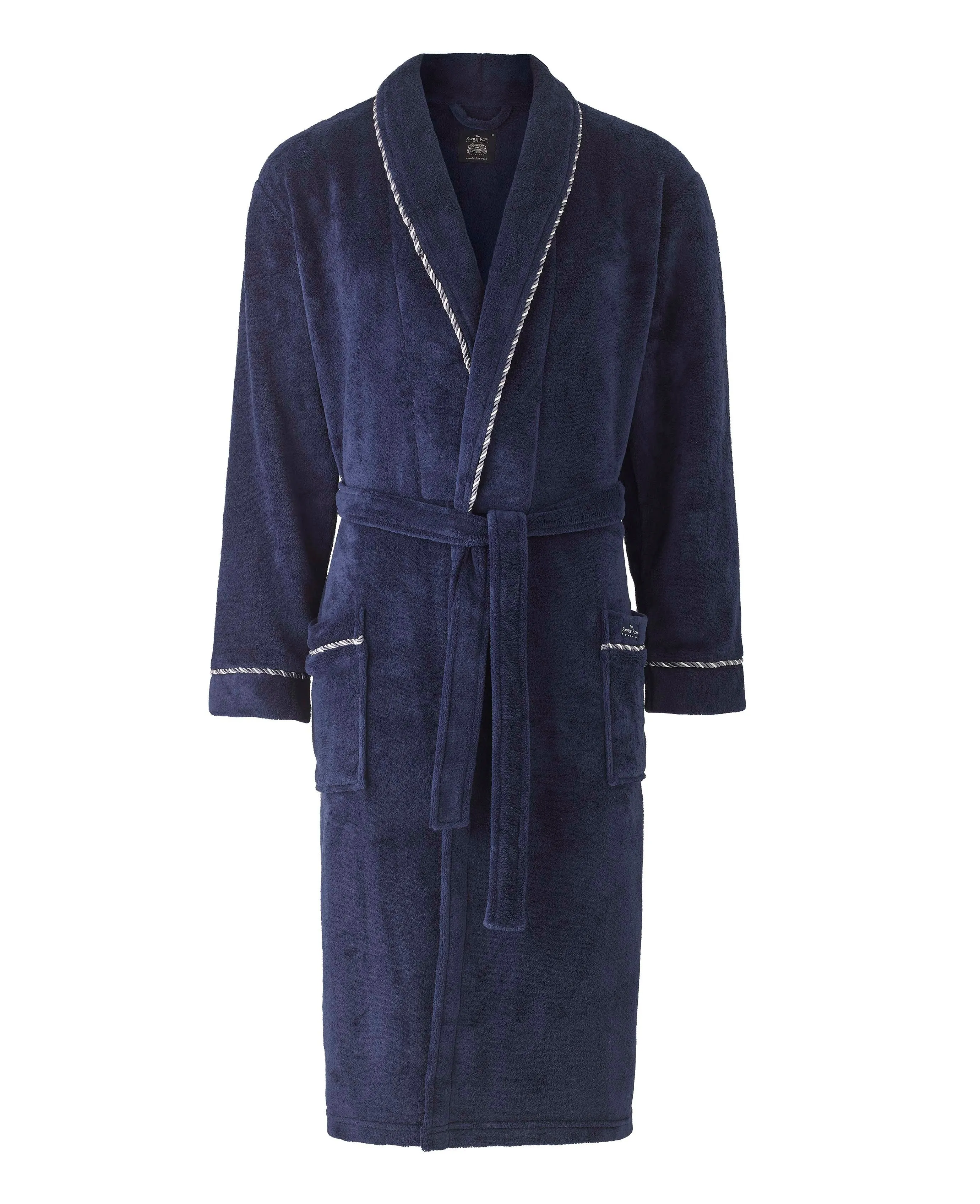 Navy Fleece Rope Edge Dressing Gown