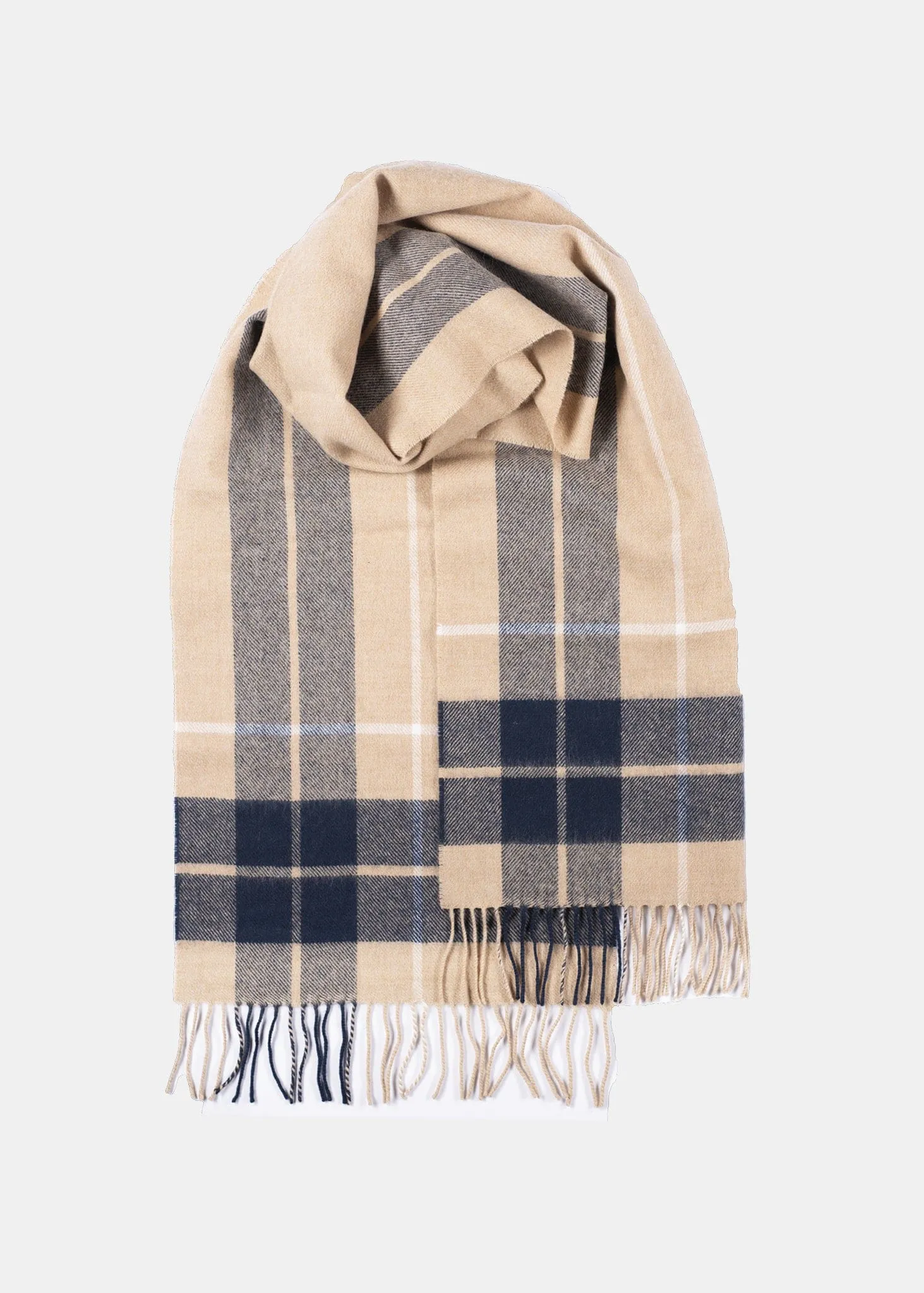 Oversized Lambswool Scarf Camel Check