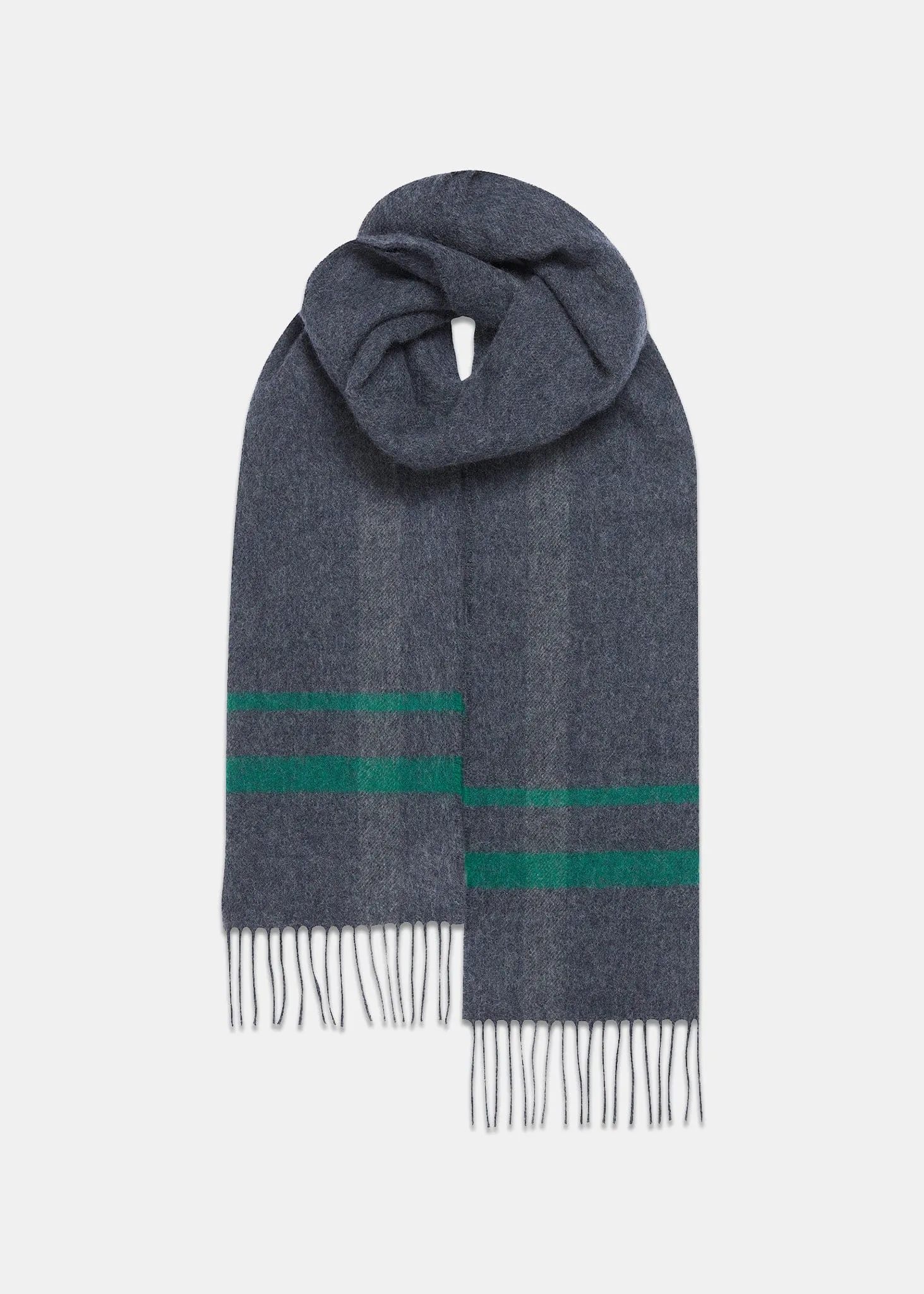 Oversized Lambswool Scarf Grey/Green