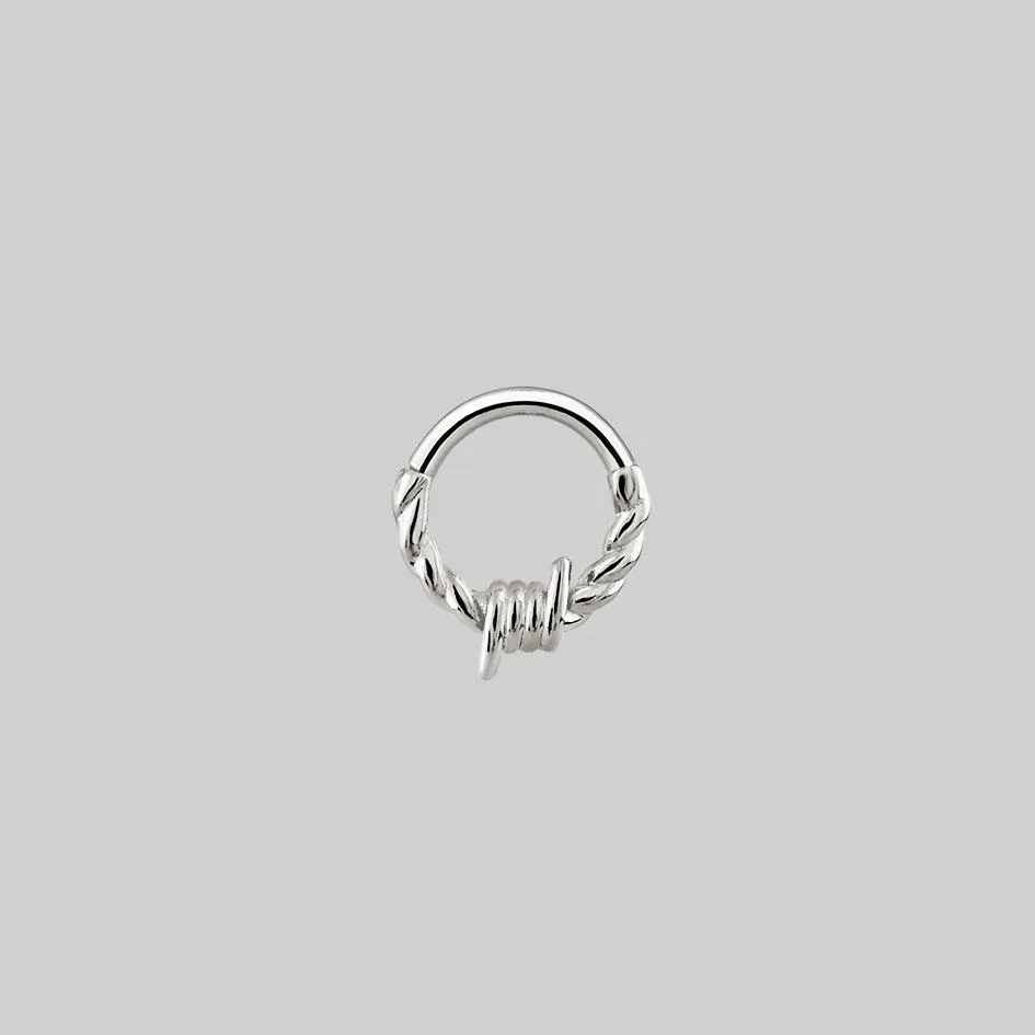 SURVIVAL. Barbed Wire Septum Clicker Ring - Silver