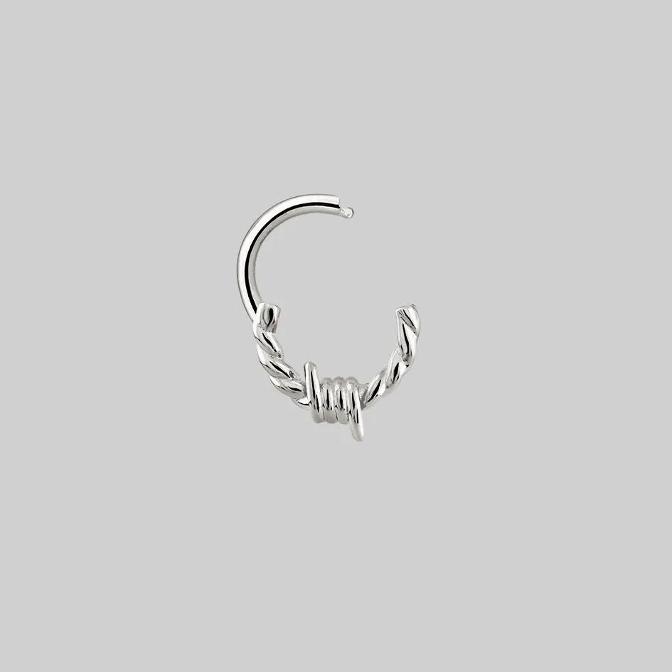 SURVIVAL. Barbed Wire Septum Clicker Ring - Silver