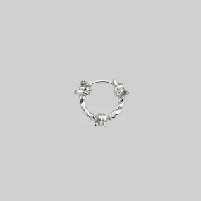 SURVIVAL. Symbolic Barbed Wire Clicker Hoop Earrings - Silver