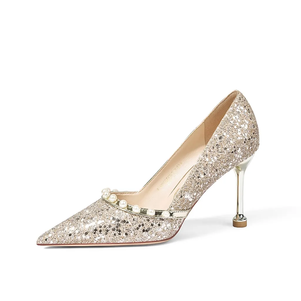 The Hira Wedding Bridal Champagne/Silver Heels