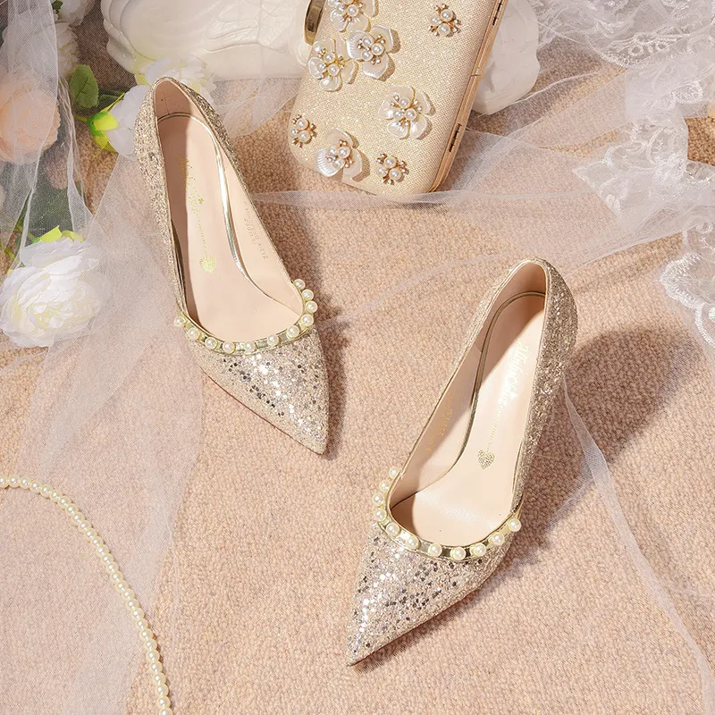 The Hira Wedding Bridal Champagne/Silver Heels