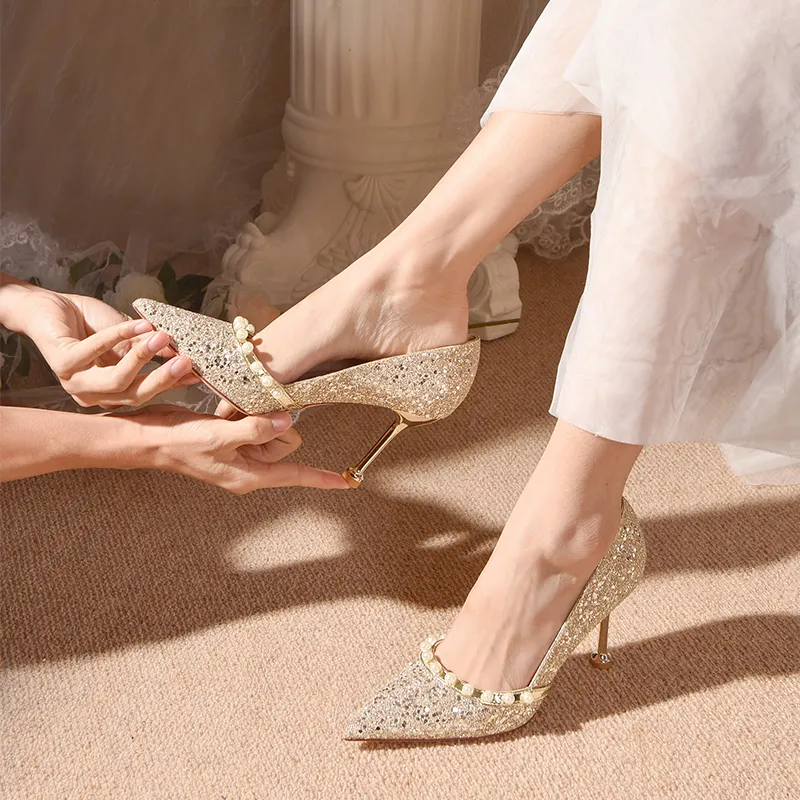 The Hira Wedding Bridal Champagne/Silver Heels