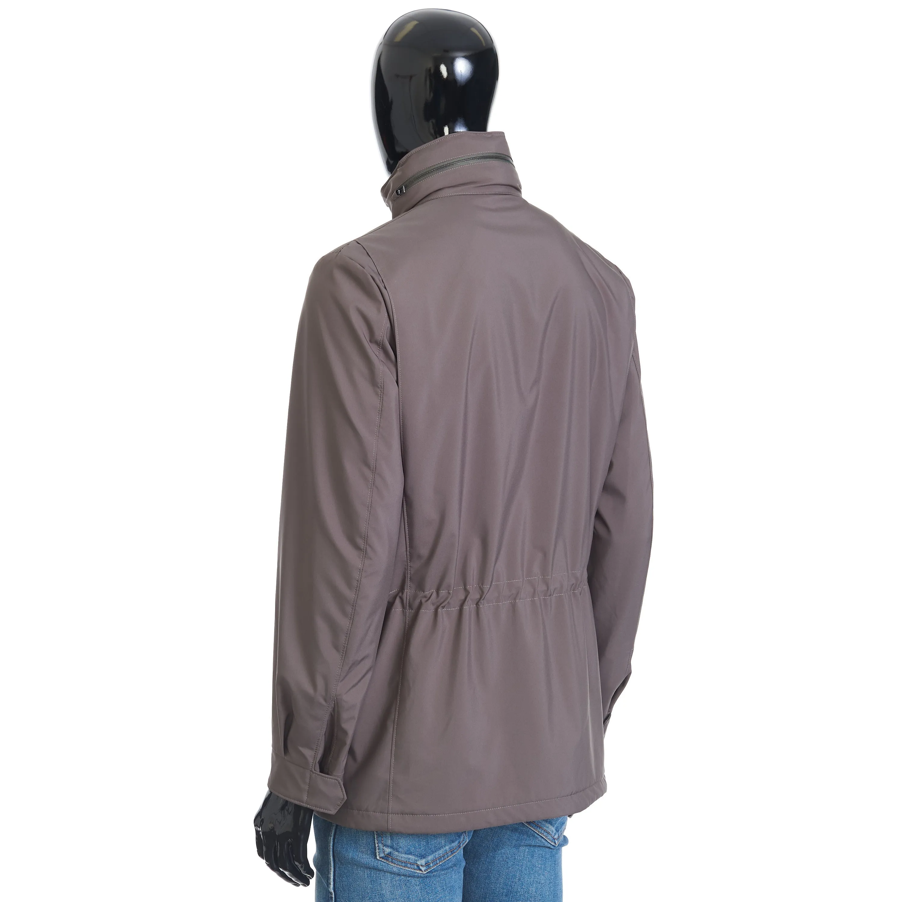 Traveller Windmate Jacket In Army Green Technical Fabric & Cashmere