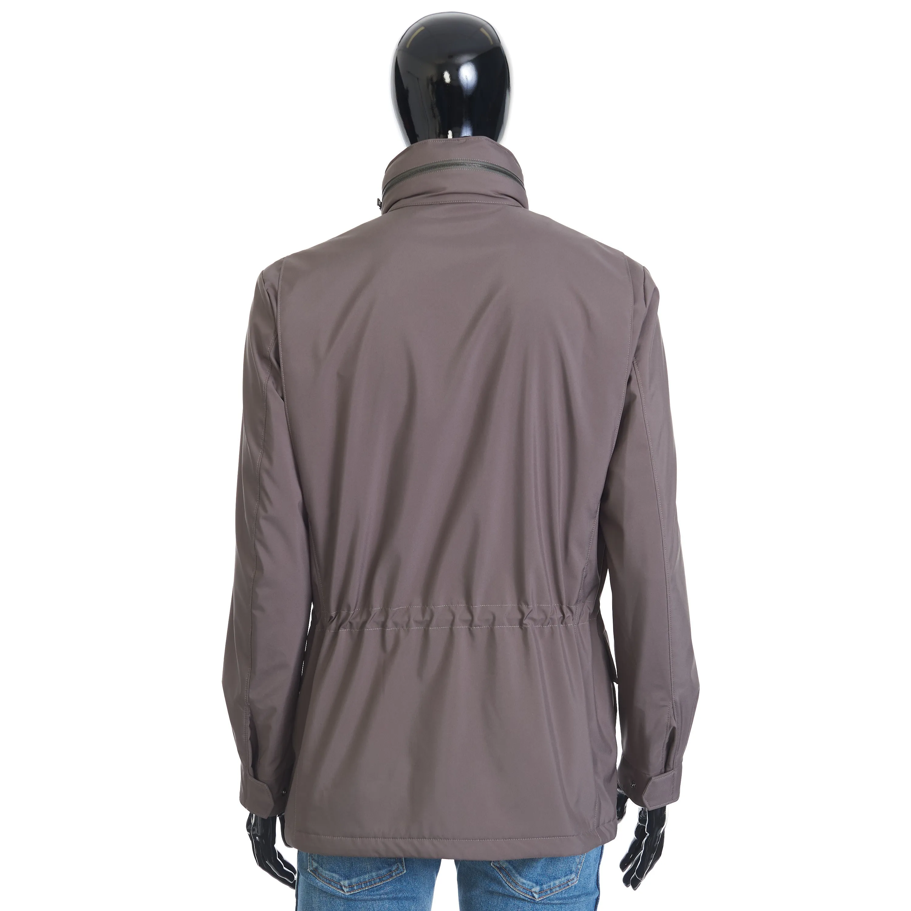 Traveller Windmate Jacket In Army Green Technical Fabric & Cashmere